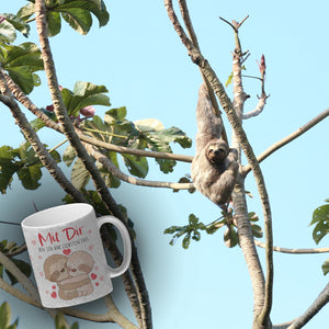 Faultier Paar Kaffeebecher mit Spruch Mit dir bin ich am liebsten faul