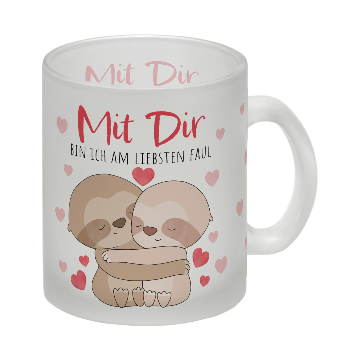 Faultier Paar Kaffeebecher mit Spruch Mit dir bin ich am liebsten faul