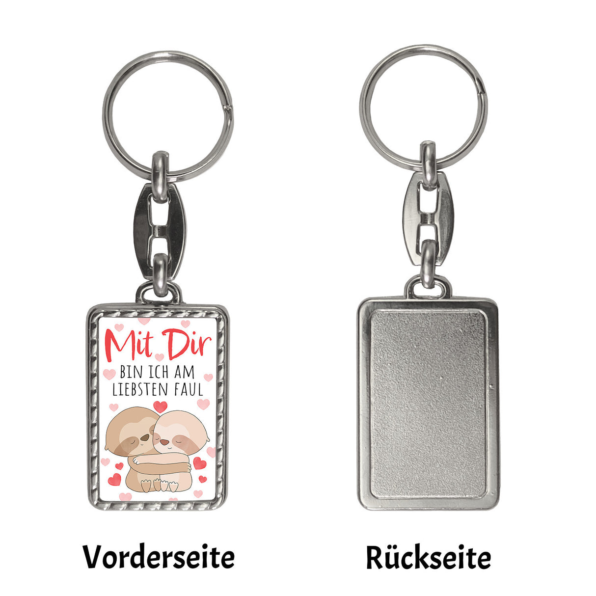 Faultier Paar Schlüsselanhänger mit Spruch Mit dir am liebsten faul
