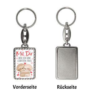 Faultier Paar Schlüsselanhänger mit Spruch Mit dir am liebsten faul