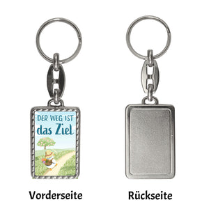 Ente auf Reisen Schlüsselanhänger mit Spruch Der Weg ist das Ziel
