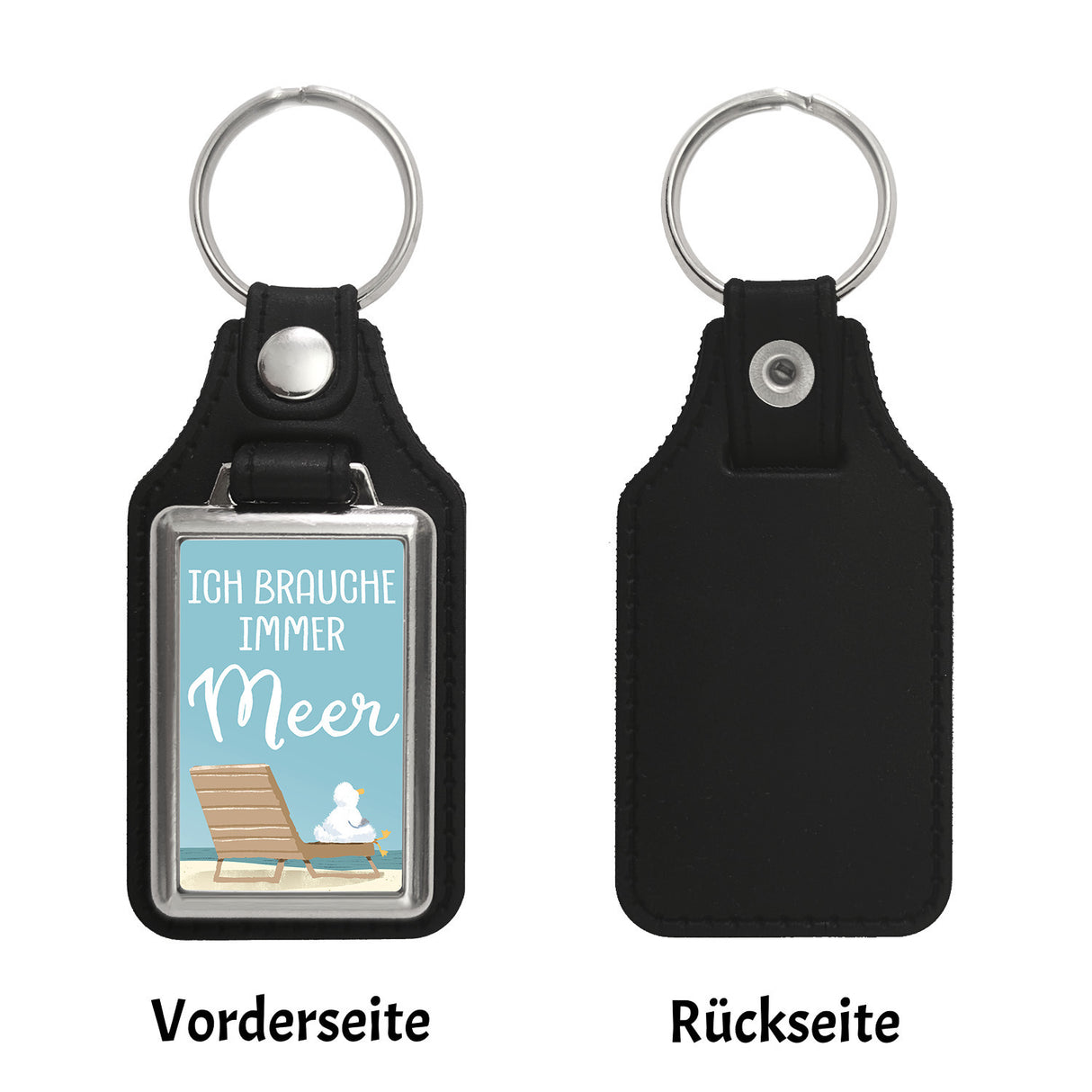 Möwe Schlüsselanhänger mit Spruch Ich brauche immer Meer
