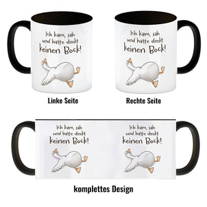 Gilbert die Gans Kaffeebecher mit Spruch Kam sah keinen Bock!