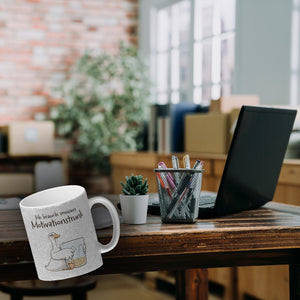 Gilbert die Gans Kaffeebecher mit Spruch Ich brauch meinen Motivationstrunk