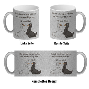 Gilbert die Gans Kaffeebecher mit Spruch Schlechte Idee - Bin dabei