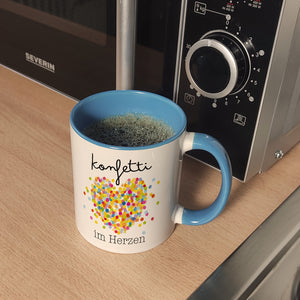 Konfetti im Herzen Karneval Geschenk Kaffeebecher
