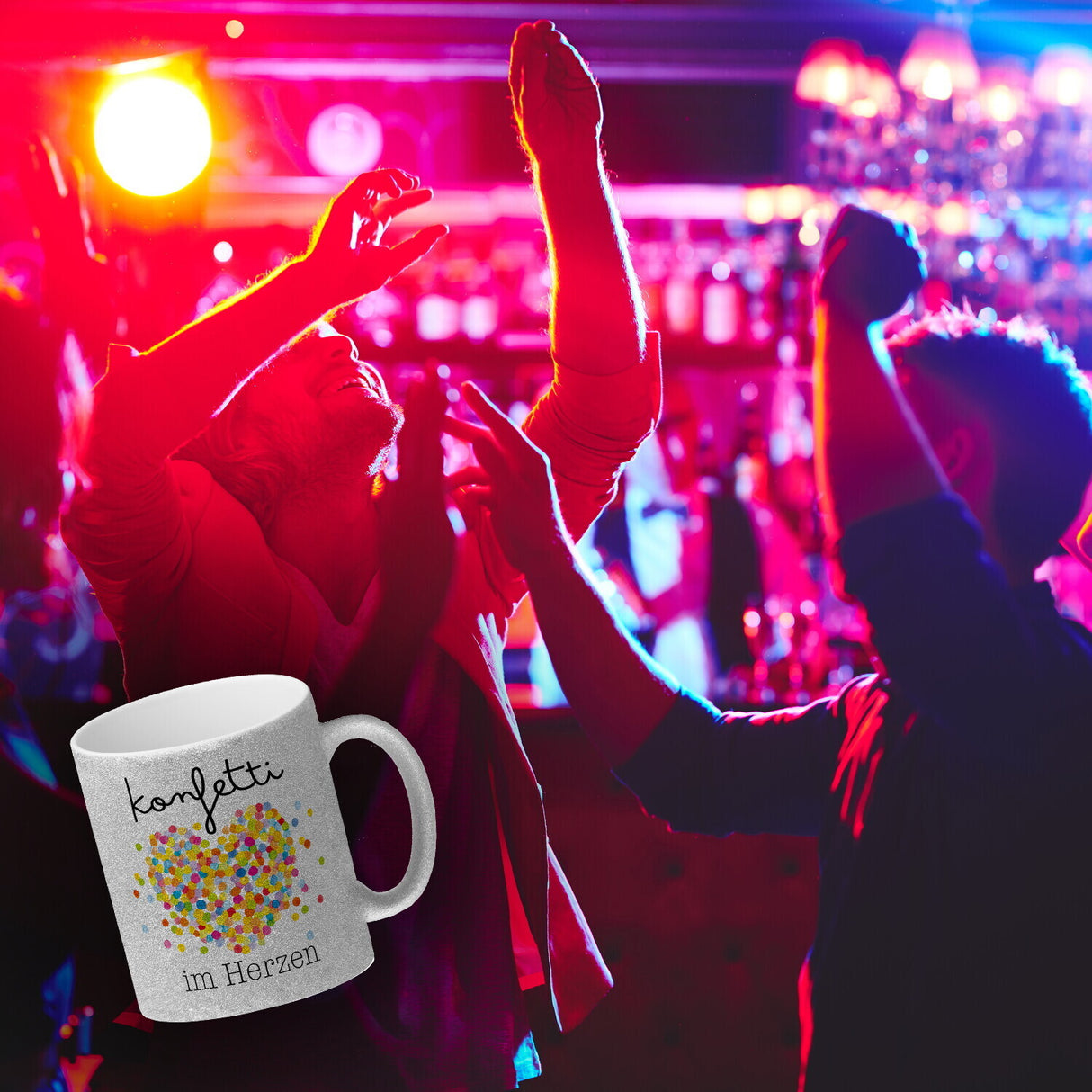 Konfetti im Herzen Karneval Geschenk Kaffeebecher