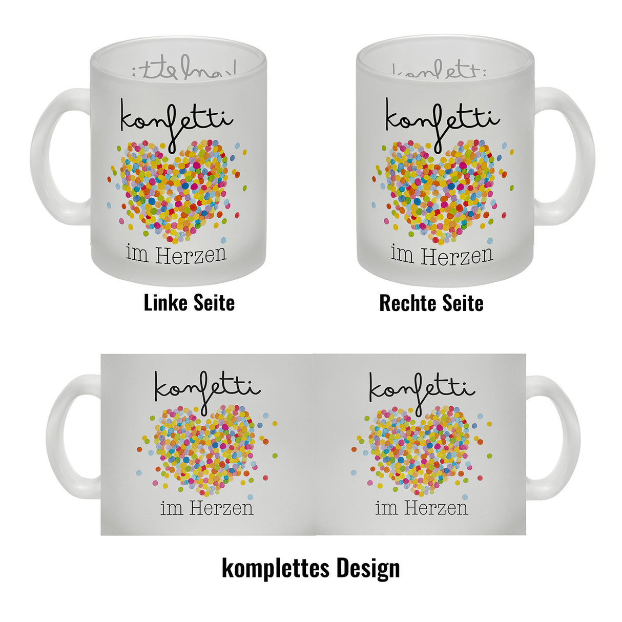 Konfetti im Herzen Karneval Geschenk Kaffeebecher