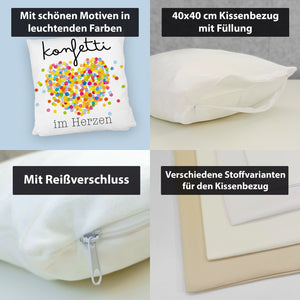 Konfetti im Herzen Karneval Geschenk Kissen