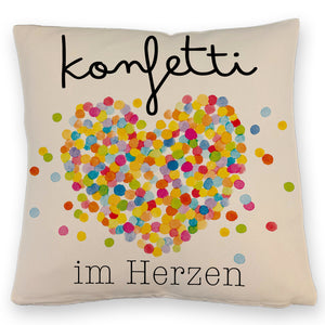 Konfetti im Herzen Karneval Geschenk Kissen