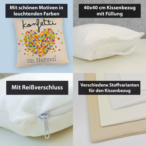 Konfetti im Herzen Karneval Geschenk Kissen