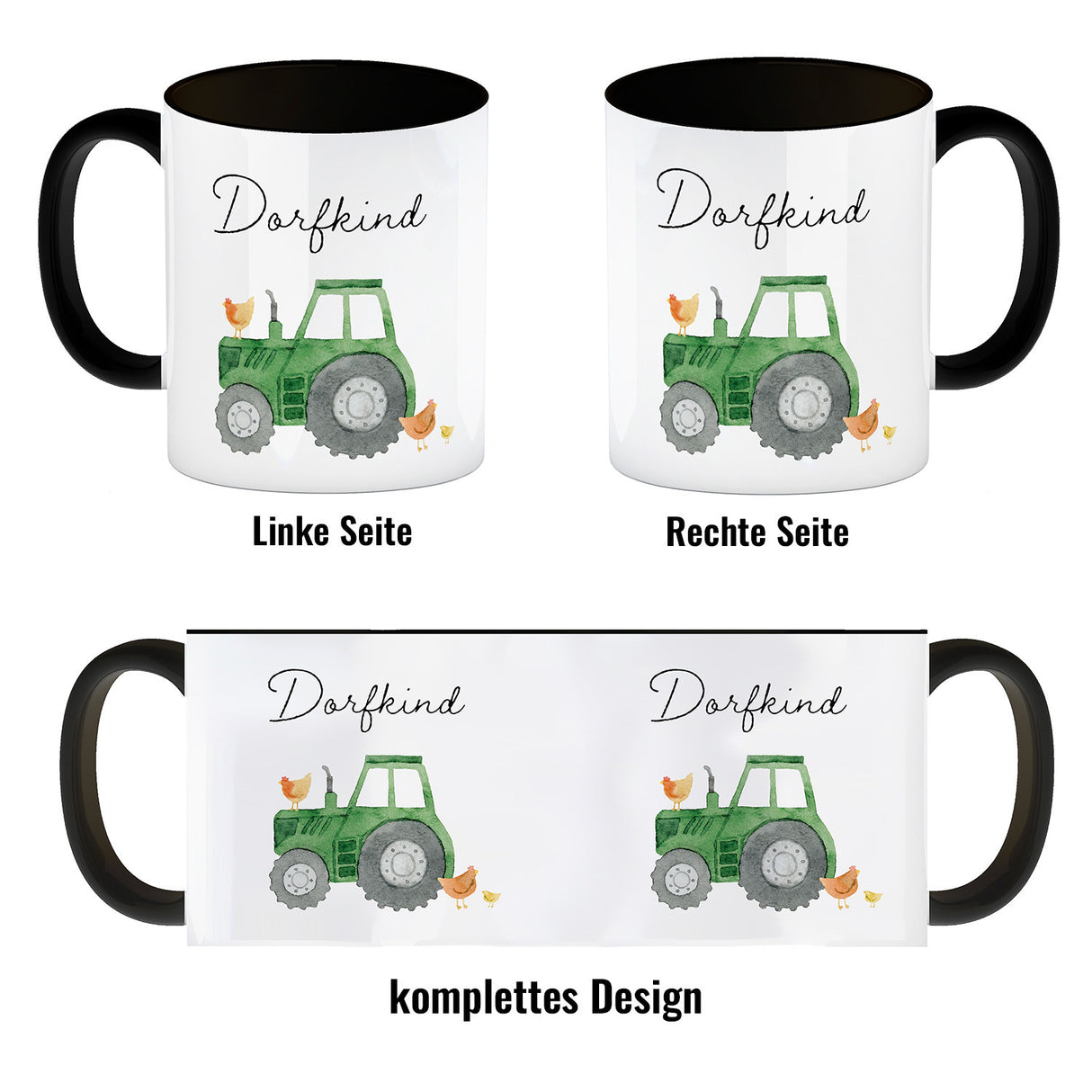 Dorfkind grüner Traktor Kaffeebecher