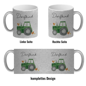 Dorfkind grüner Traktor Kaffeebecher