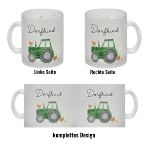 Dorfkind grüner Traktor Kaffeebecher