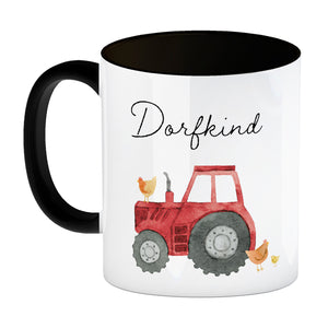 Dorfkind grüner Traktor Kaffeebecher