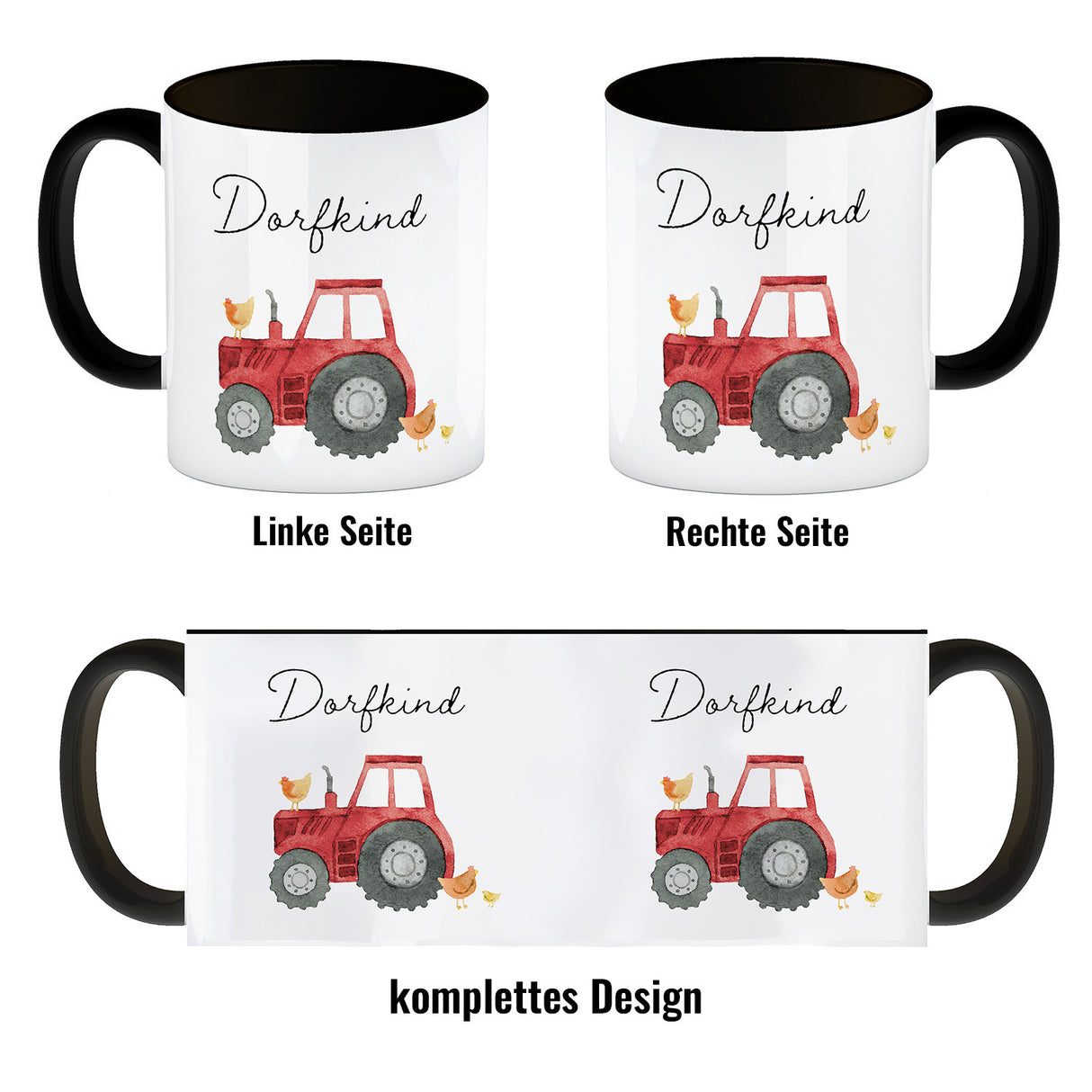 Dorfkind grüner Traktor Kaffeebecher