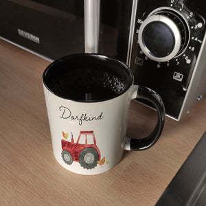 Dorfkind grüner Traktor Kaffeebecher