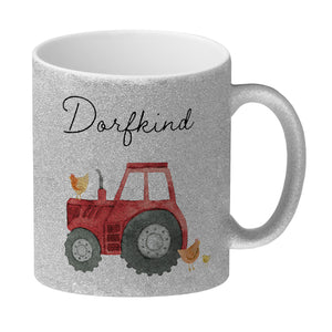 Dorfkind grüner Traktor Kaffeebecher