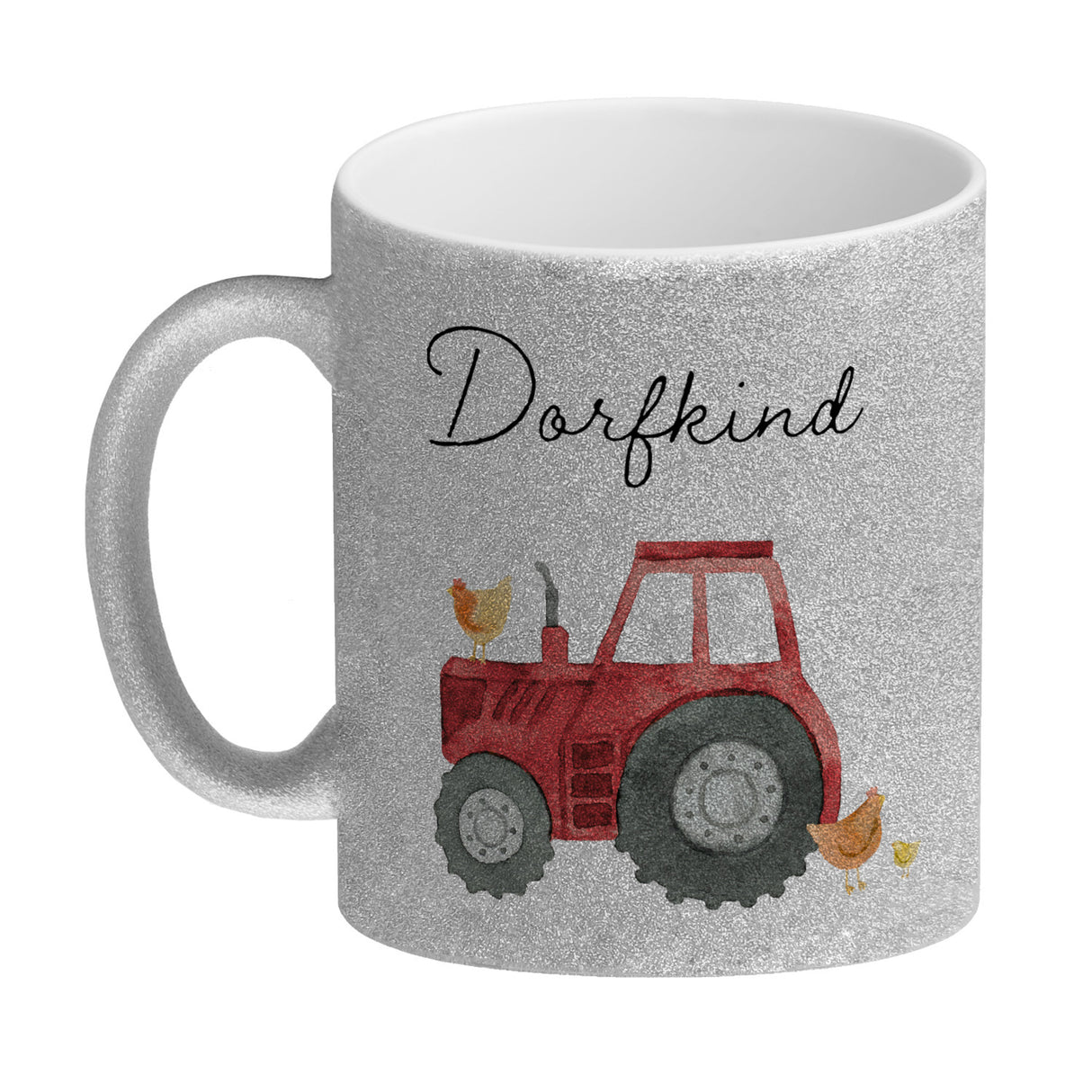 Dorfkind grüner Traktor Kaffeebecher