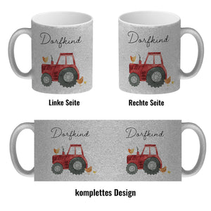 Dorfkind grüner Traktor Kaffeebecher