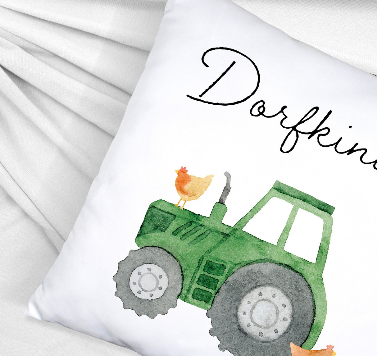Dorfkind grüner Traktor Kissen