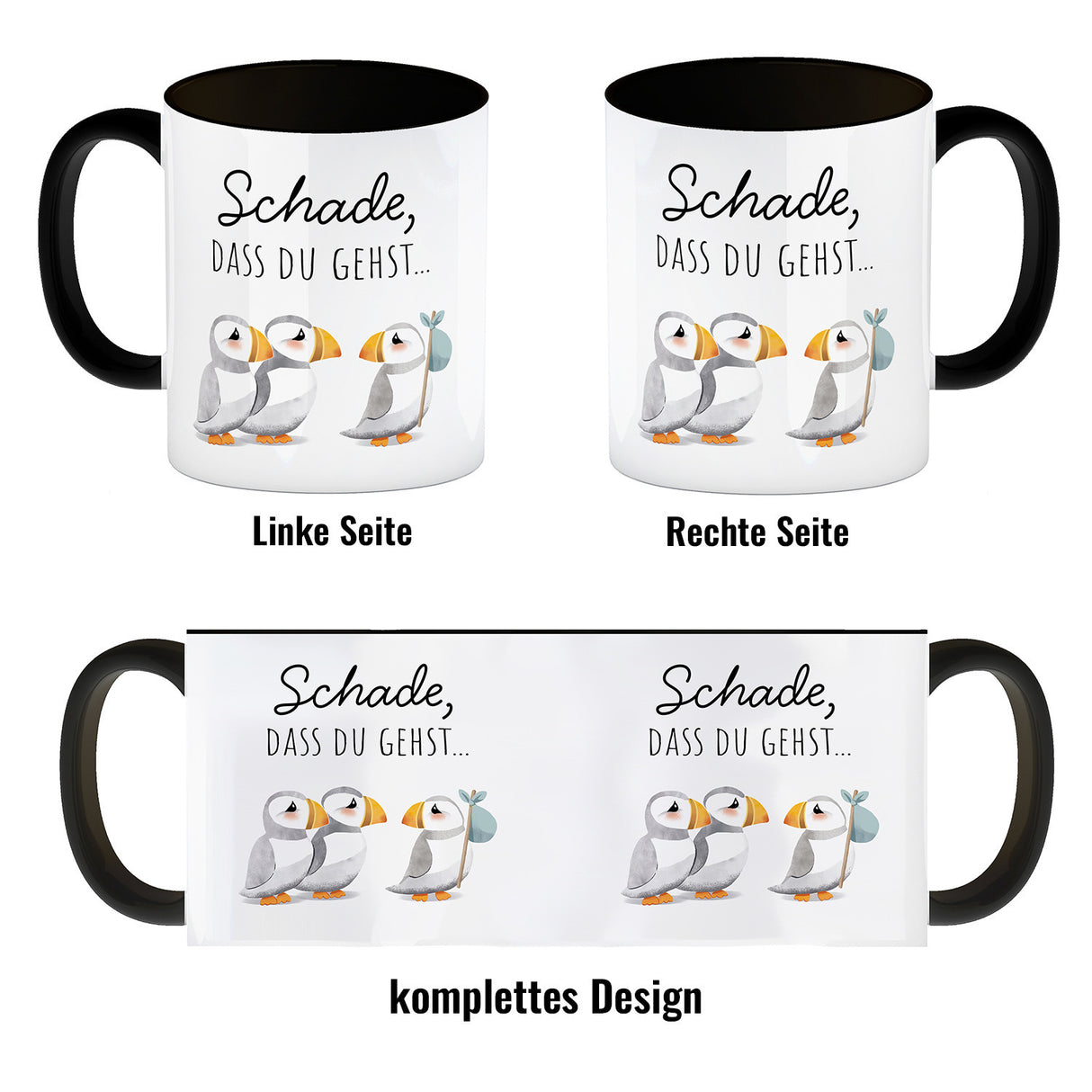 Schade, dass du gehst Papageitaucher Kaffeebecher Abschied Kollege