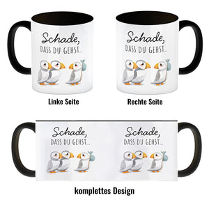 Schade, dass du gehst Papageitaucher Kaffeebecher Abschied Kollege