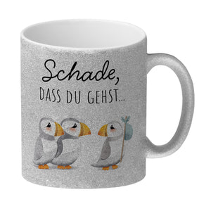 Schade, dass du gehst Papageitaucher Kaffeebecher Abschied Kollege