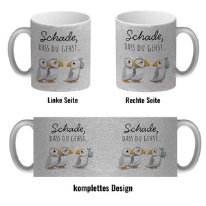 Schade, dass du gehst Papageitaucher Kaffeebecher Abschied Kollege