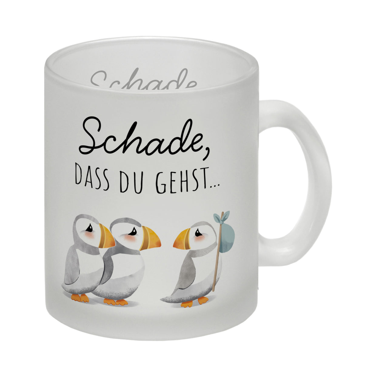 Schade, dass du gehst Papageitaucher Kaffeebecher Abschied Kollege