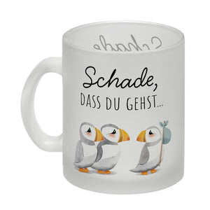 Schade, dass du gehst Papageitaucher Kaffeebecher Abschied Kollege
