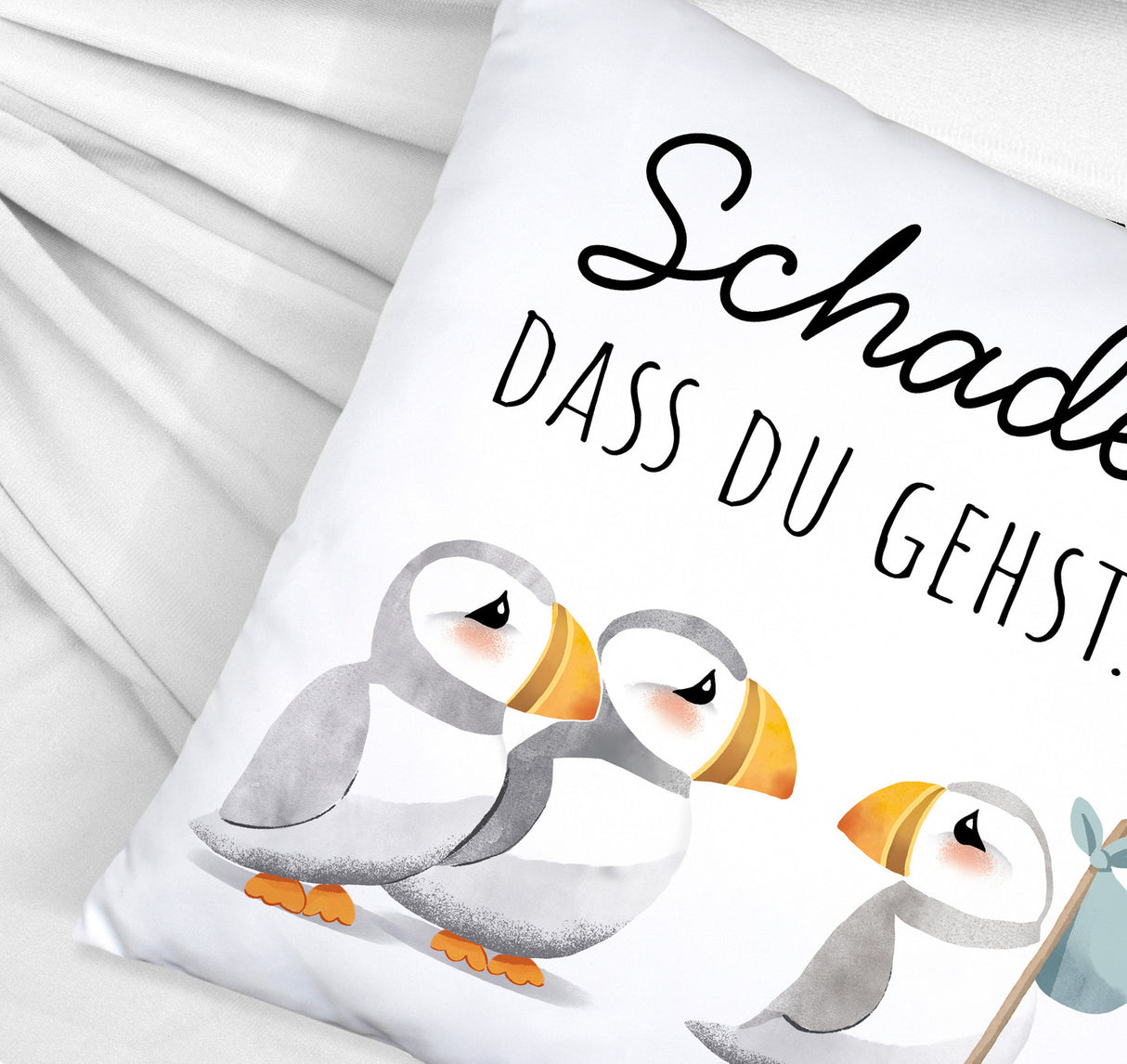 Schade, dass du gehst Papageitaucher Kissen Abschied Kollege