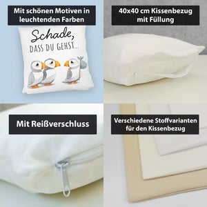 Schade, dass du gehst Papageitaucher Kissen Abschied Kollege