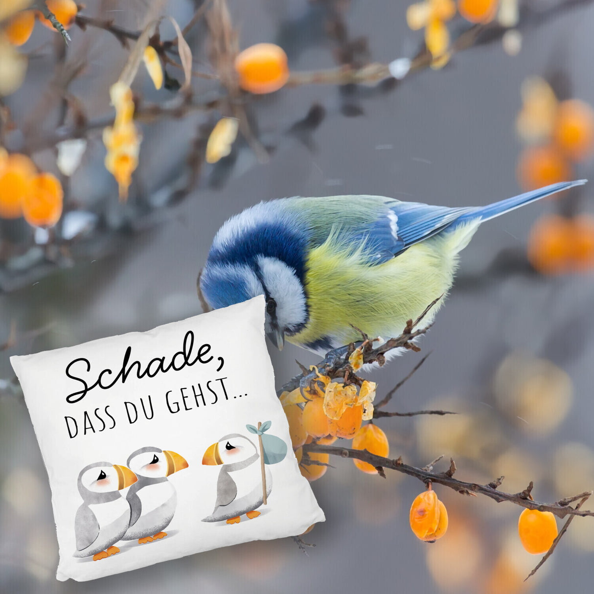 Schade, dass du gehst Papageitaucher Kissen Abschied Kollege