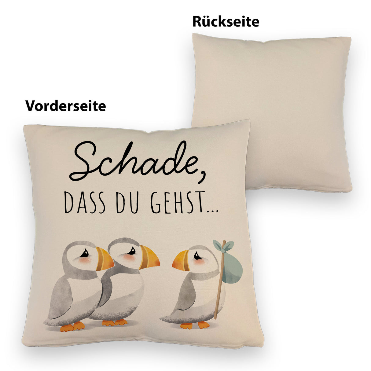 Schade, dass du gehst Papageitaucher Kissen Abschied Kollege