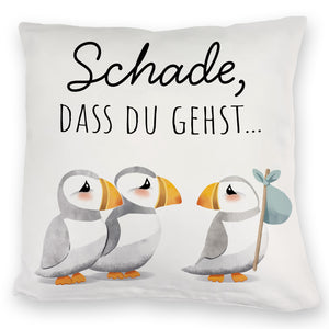 Schade, dass du gehst Papageitaucher Kissen Abschied Kollege
