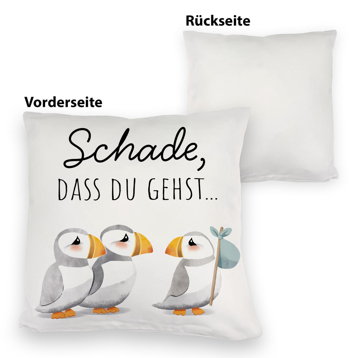 Schade, dass du gehst Papageitaucher Kissen Abschied Kollege