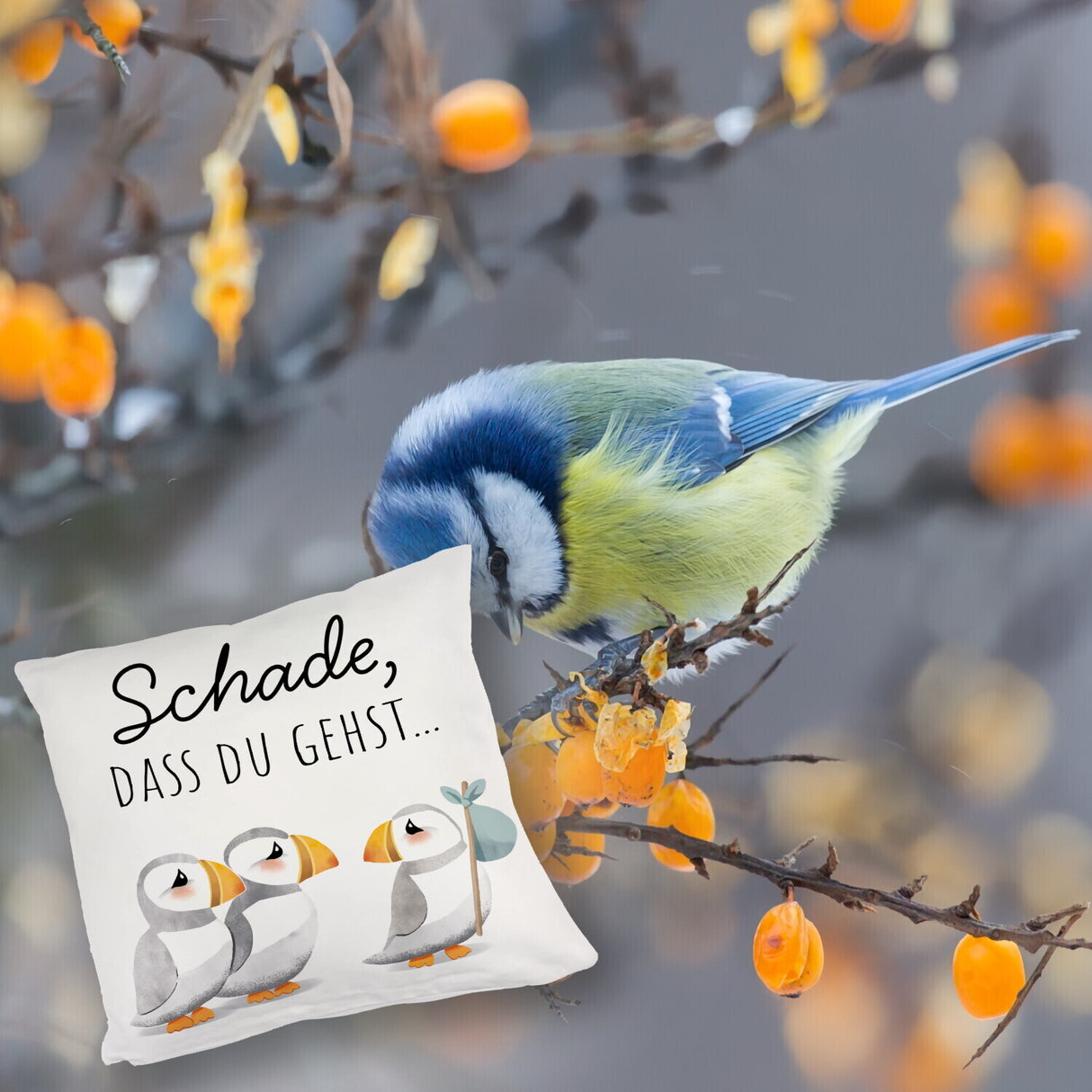 Schade, dass du gehst Papageitaucher Kissen Abschied Kollege