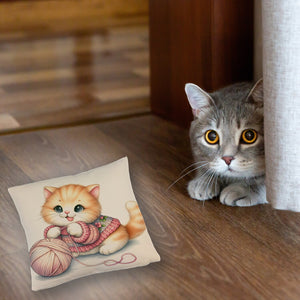 Katzenbaby mit Wollknäuel Kissen