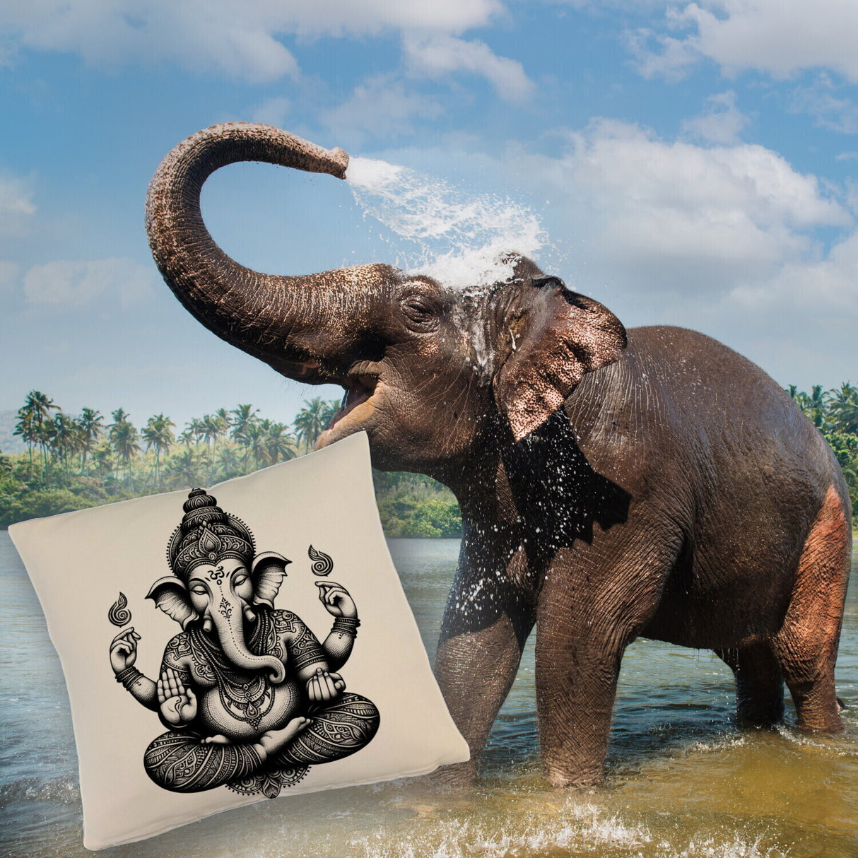 Ganesha Figur Deko Kissen