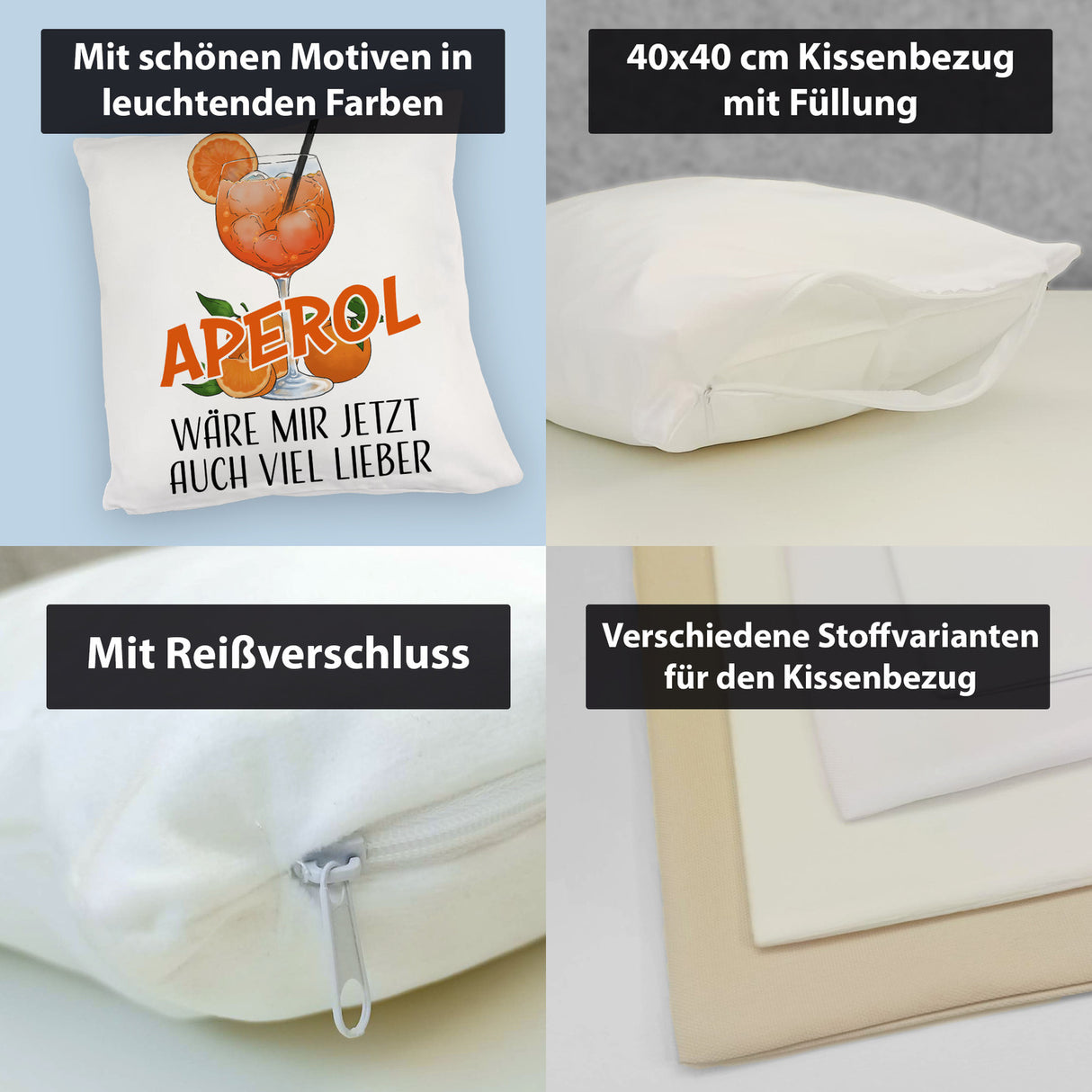 Cocktail Kissen mit Spruch Aperol wäre mir jetzt auch viel lieber