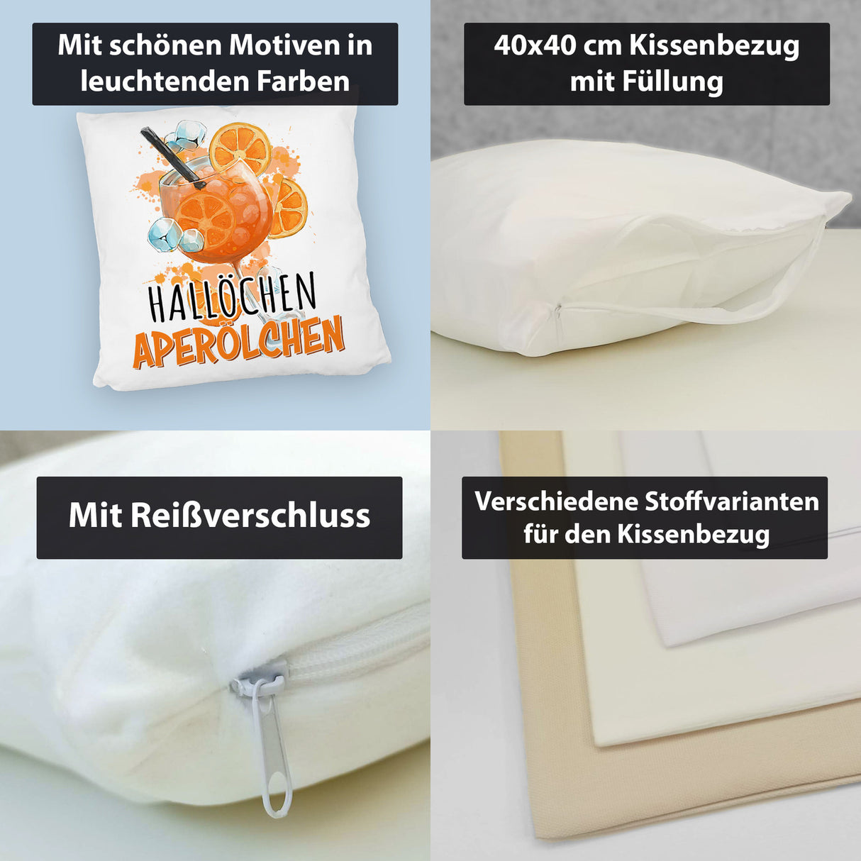 Cocktail Kissen mit Spruch Hallöchen Aperölchen
