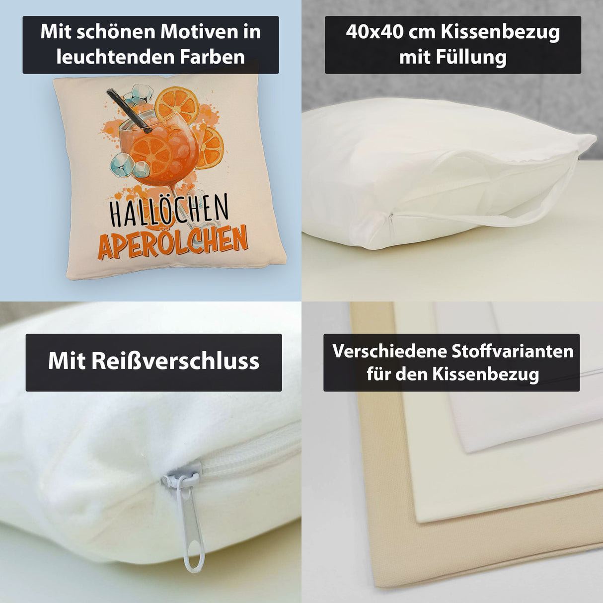 Cocktail Kissen mit Spruch Hallöchen Aperölchen
