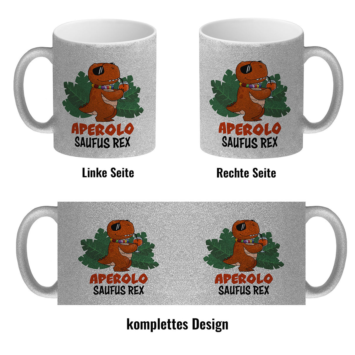 Aperolo Saufus Rex Kaffeebecher mit Spruch Cocktail T-Rex