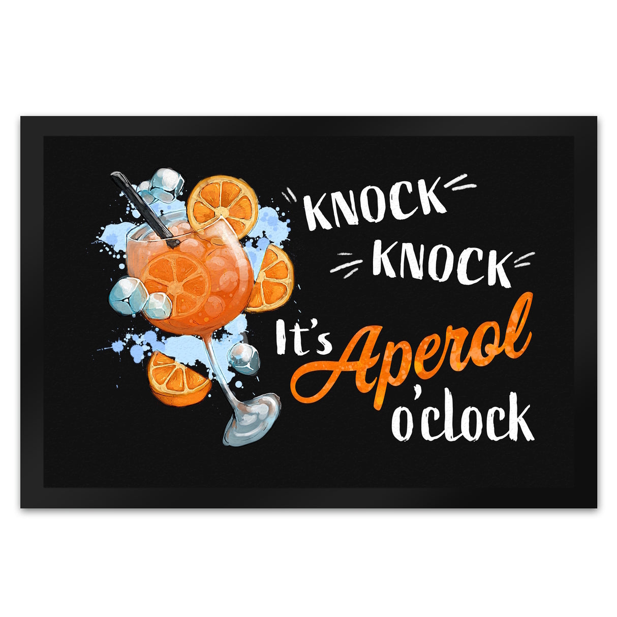 Cocktail Fußmatte in 35x50 cm mit Spruch Knock knock It's Aperol o'clock