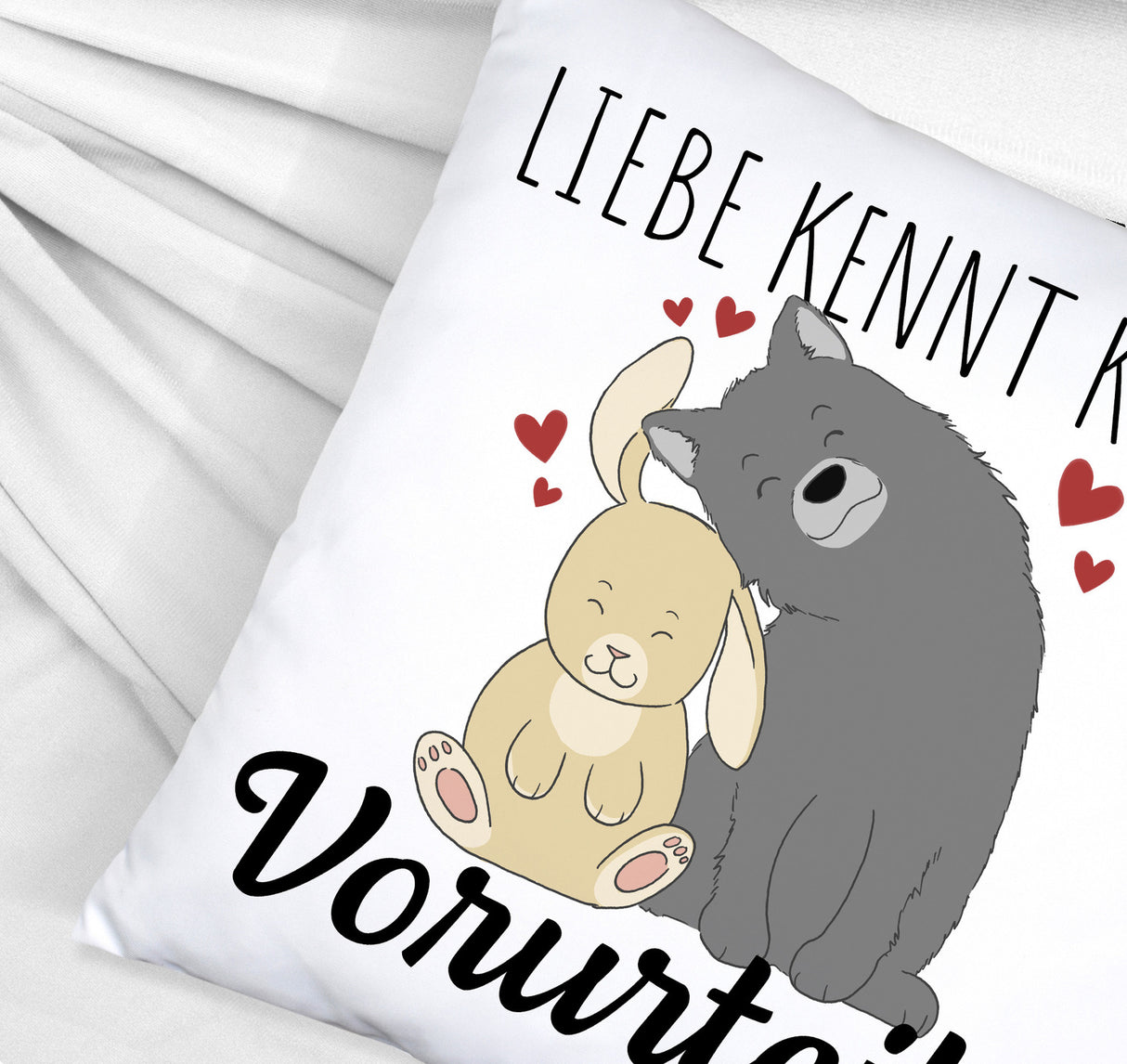 Liebe kennt keine Vorurteile Hase und Wolf Kissen
