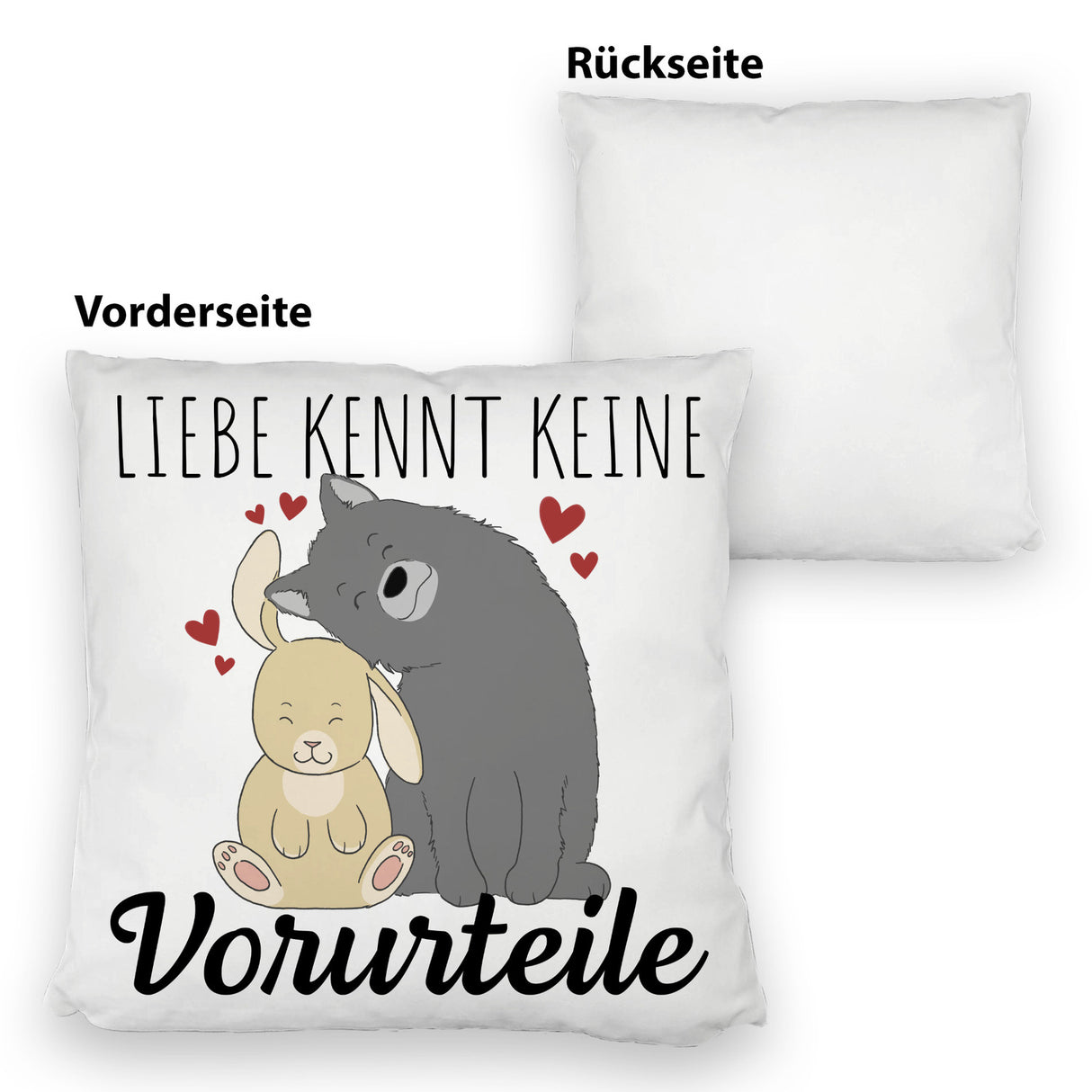 Liebe kennt keine Vorurteile Hase und Wolf Kissen
