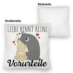 Liebe kennt keine Vorurteile Hase und Wolf Kissen