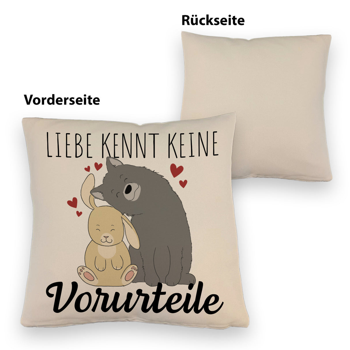 Liebe kennt keine Vorurteile Hase und Wolf Kissen