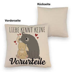 Liebe kennt keine Vorurteile Hase und Wolf Kissen